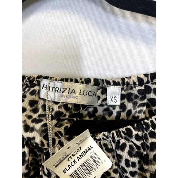 PATRICIA LUCA NEW Ruffle Sleeve Leopard Top Black Animal Print Size XS - Picture 5 of 9